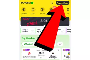 Go to the Bangbet website and click 'Registration/login' on the right-hand side of the homepage